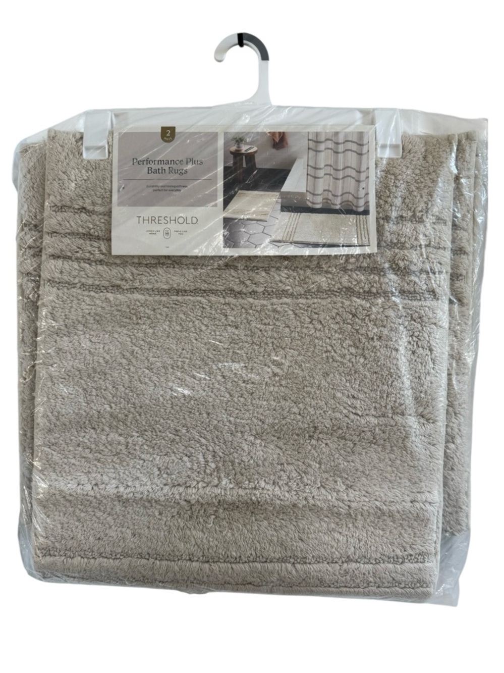 NWT Threshold Performance Plus 2 - Piece Bath Rug Set |Soft Cotton| Neutral Tone